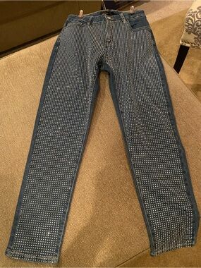 Women Dark Blue Studded Jeans - Stylish Embellished Denim